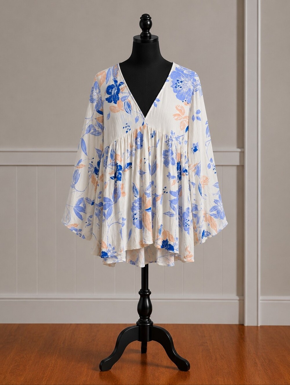 Free People Floral V-Neck Babydoll Top